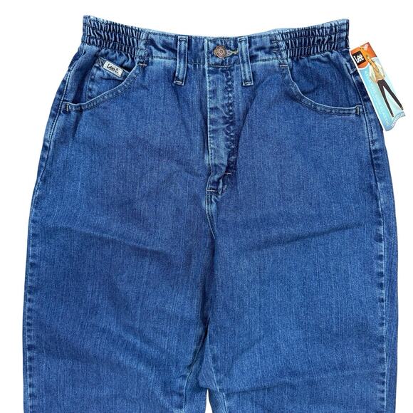 Lee Elastic Side Denim Jeans Woman's 8P Blue Mid Rise Relaxed Fit - Picture 1 of 15